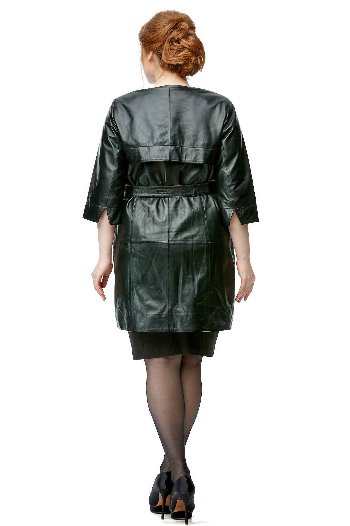 Женское кожаное пальто из натуральной кожи без воротника 8005586-3