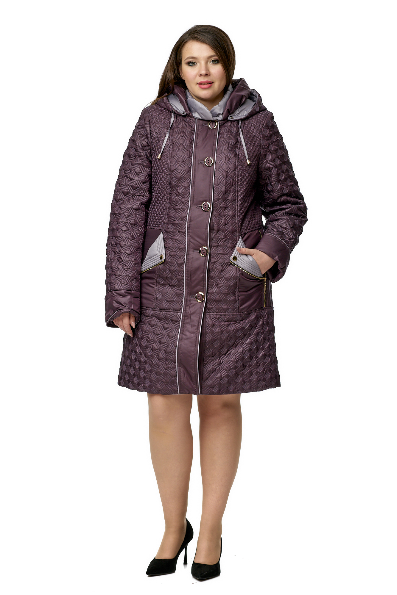 Женское пальто из текстиля с капюшоном 8009952-2