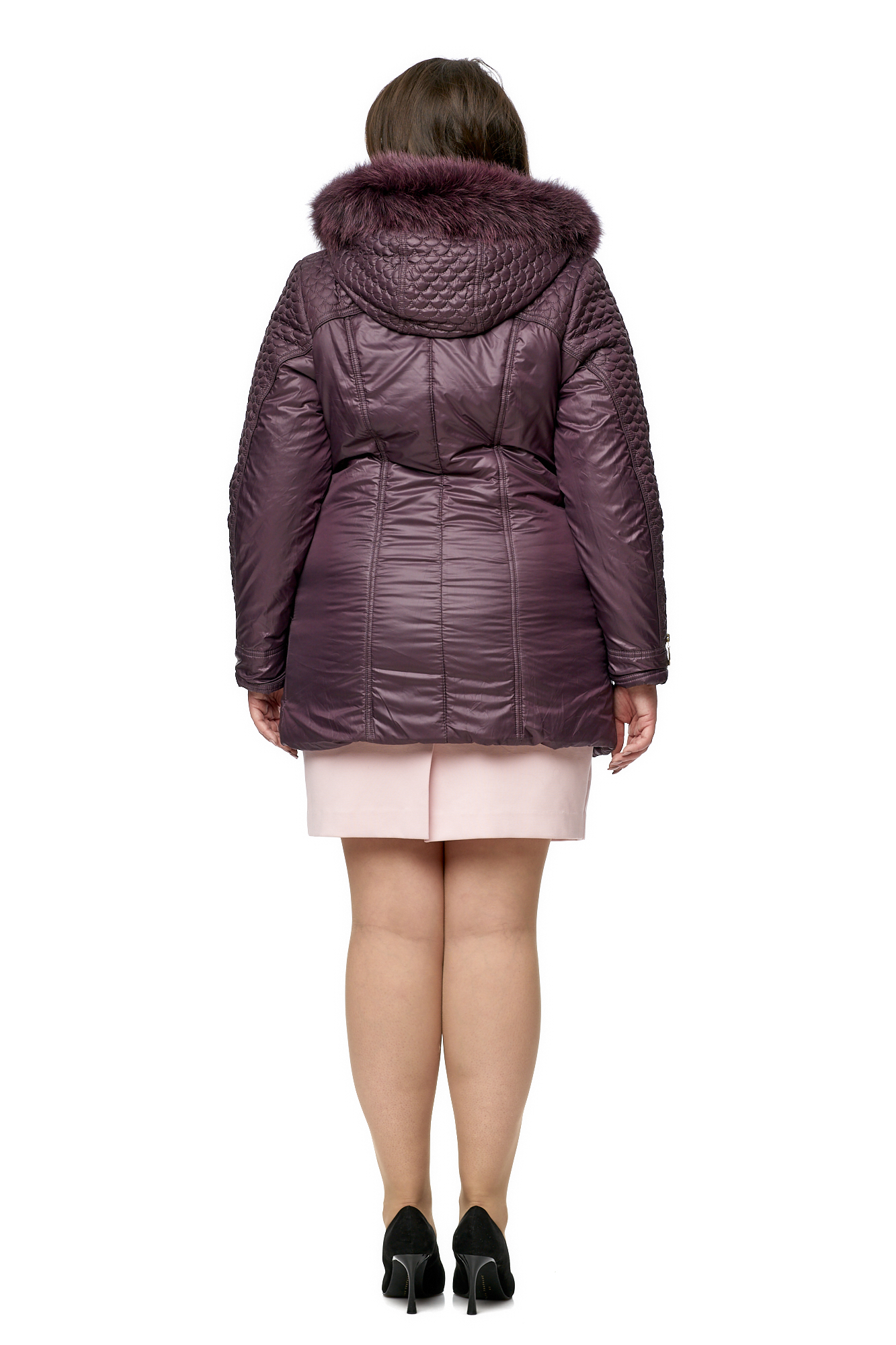 Куртка женская из текстиля с капюшоном, отделка песец 8010534-3