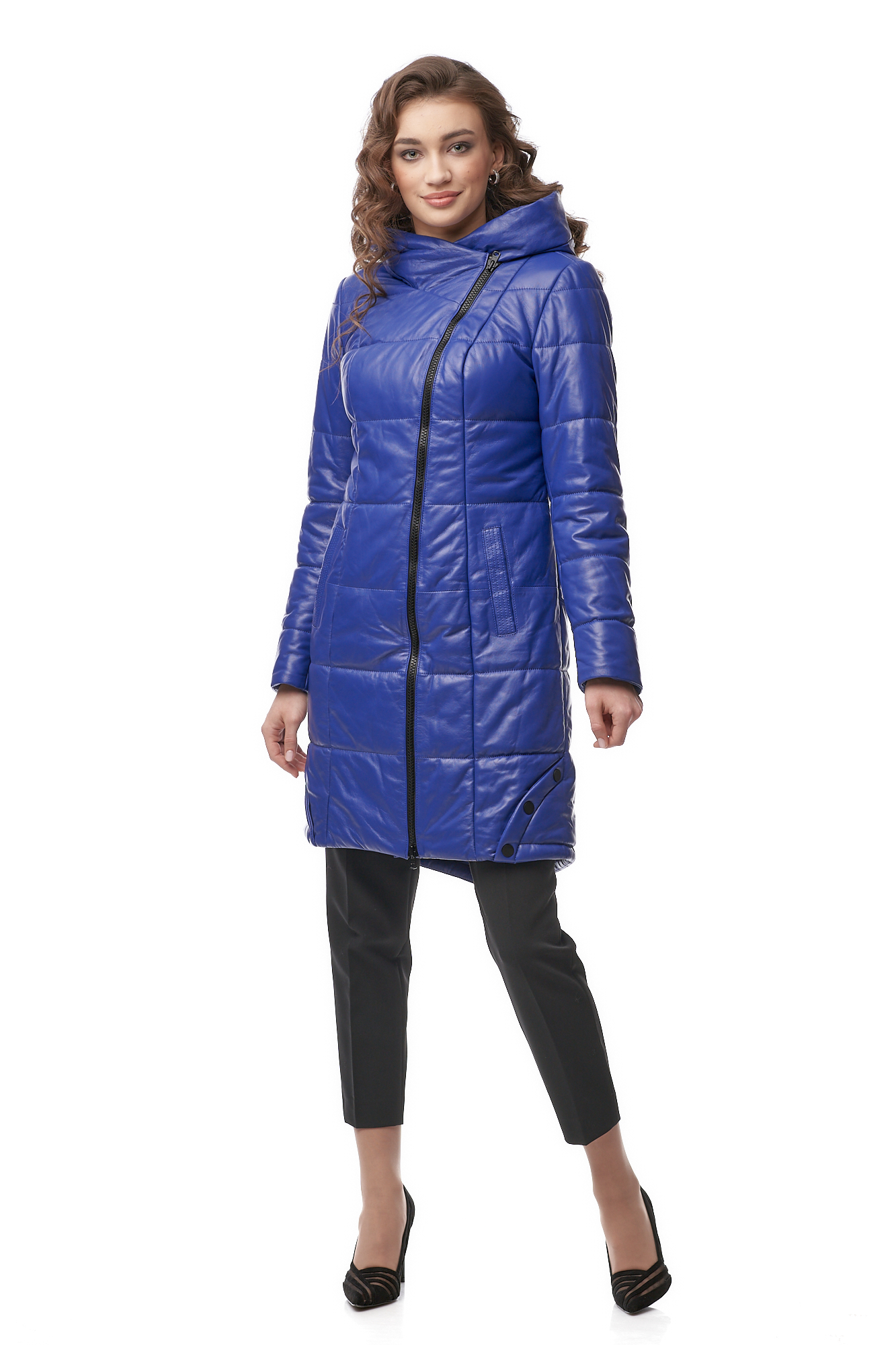 Женское кожаное пальто из натуральной кожи с капюшоном 8011127-2